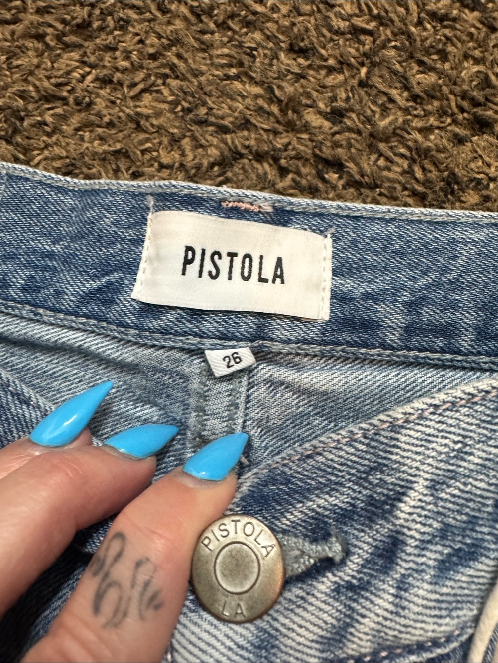 Pistola Light Blue High-Rise Cuffed Straight - Picture 3 of 5